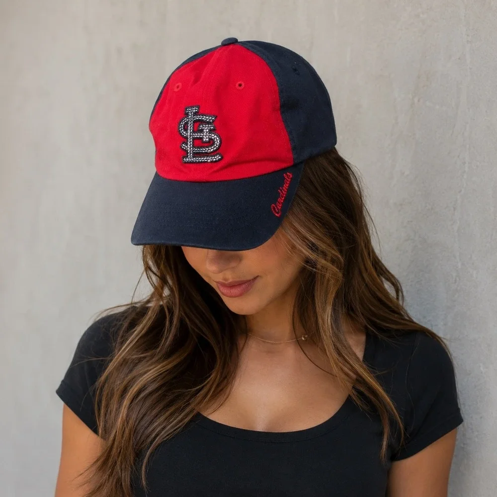 St Louis Cardinals Hat Womens Navy Red Fan Favorite MLB Sequined Logo Adjustable